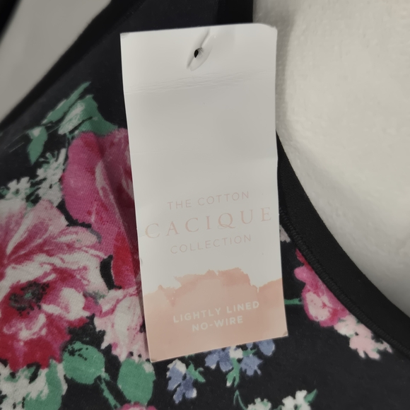 NWT - Floral Print Women's Bra - Black and Pink - 42DDD - Picture 2 of 6